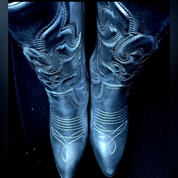 Cowboy/ Festival boots Women Western Pointed Toe Knee High Pull On Tabs Boots - Picture 4 of 5